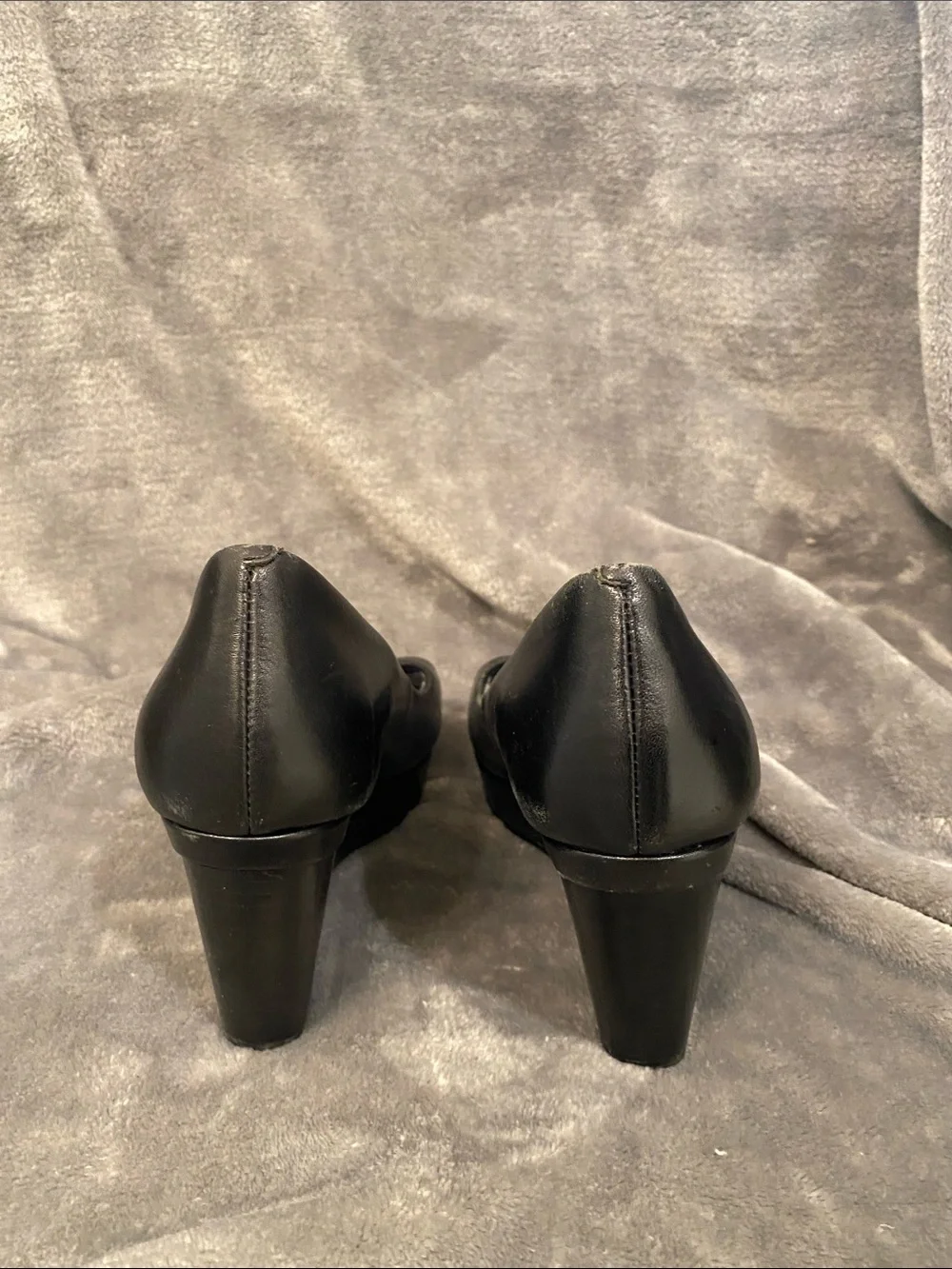 Cole Haan Black Leather Peep-Toe Heels